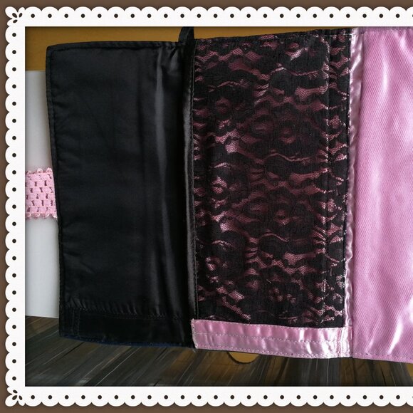 SOFT DARK NAVY FAUX LEATHER  TRAVEL SMALL PURSE ELASTIC BAND CLOSURE HANDMADE - Picture 3 of 3